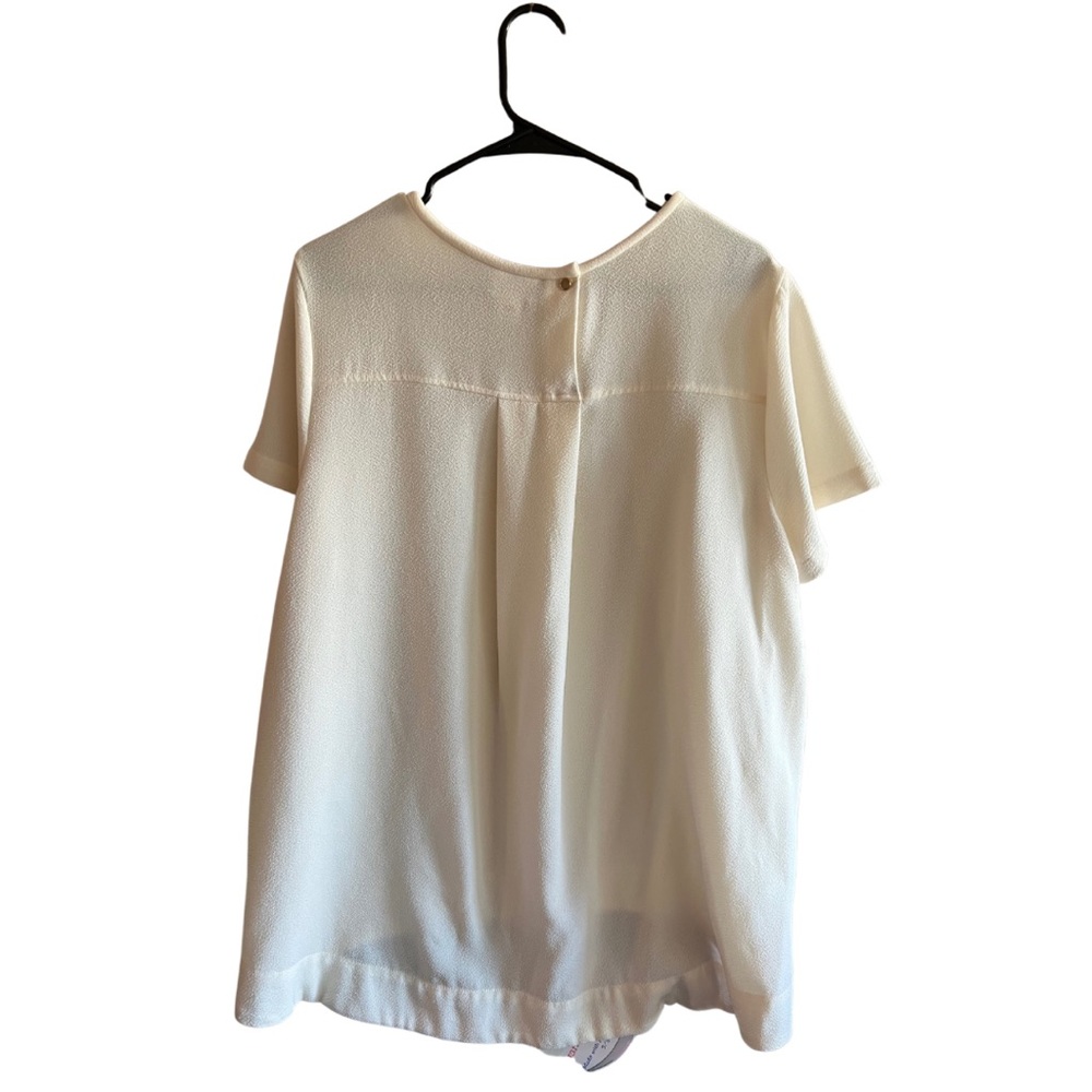 NWOT cream boutique short sleeve blouse - Picture 2 of 3